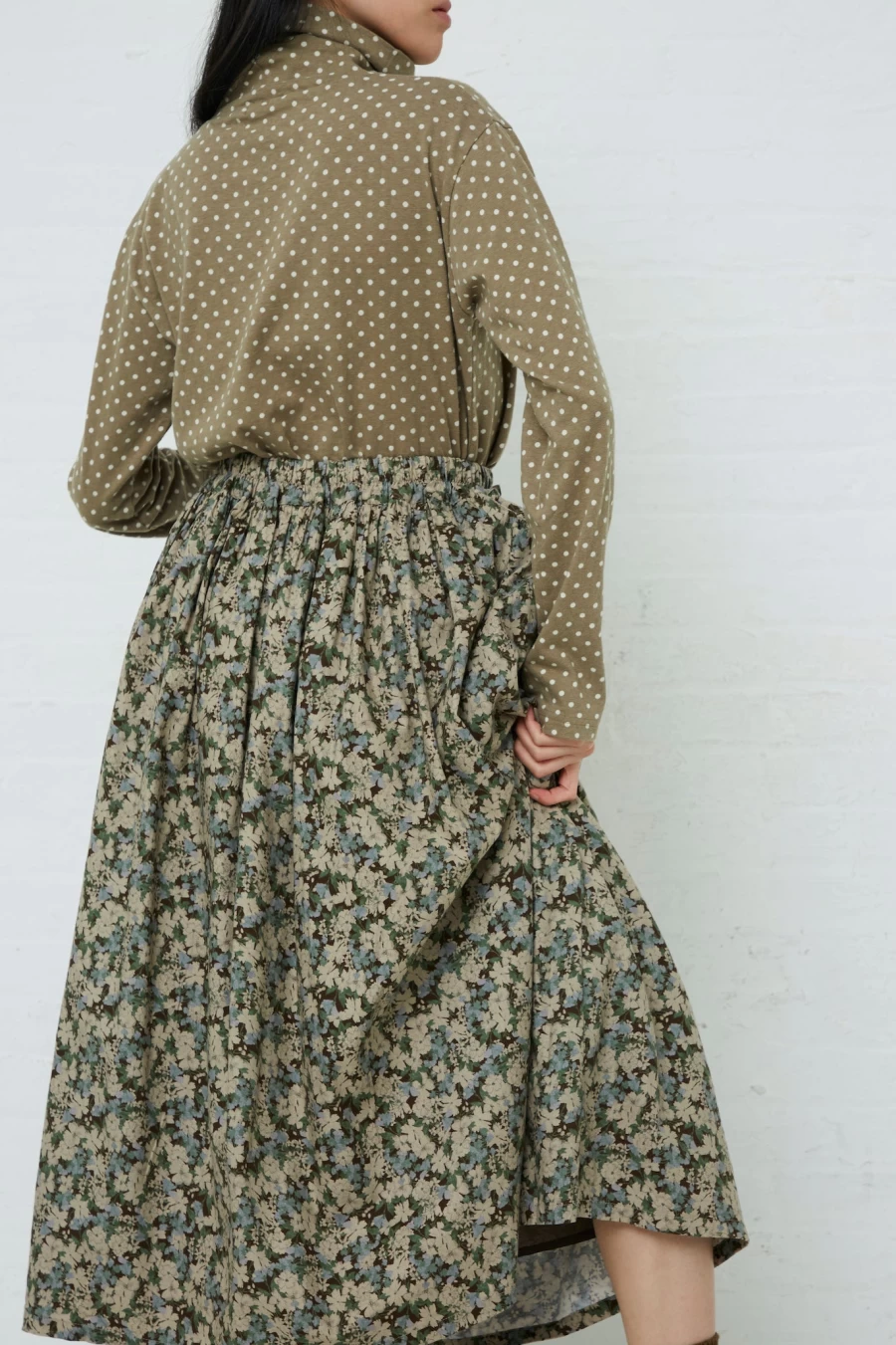 "Ichi Brown Floral Skirt | Elegant Women's Boho Skirt | Oroboro Store"