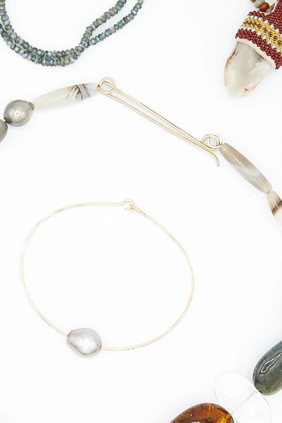 14K Gold Cuff Bracelet with Tahitian Pearl by Mary MacGill | Oroboro Store