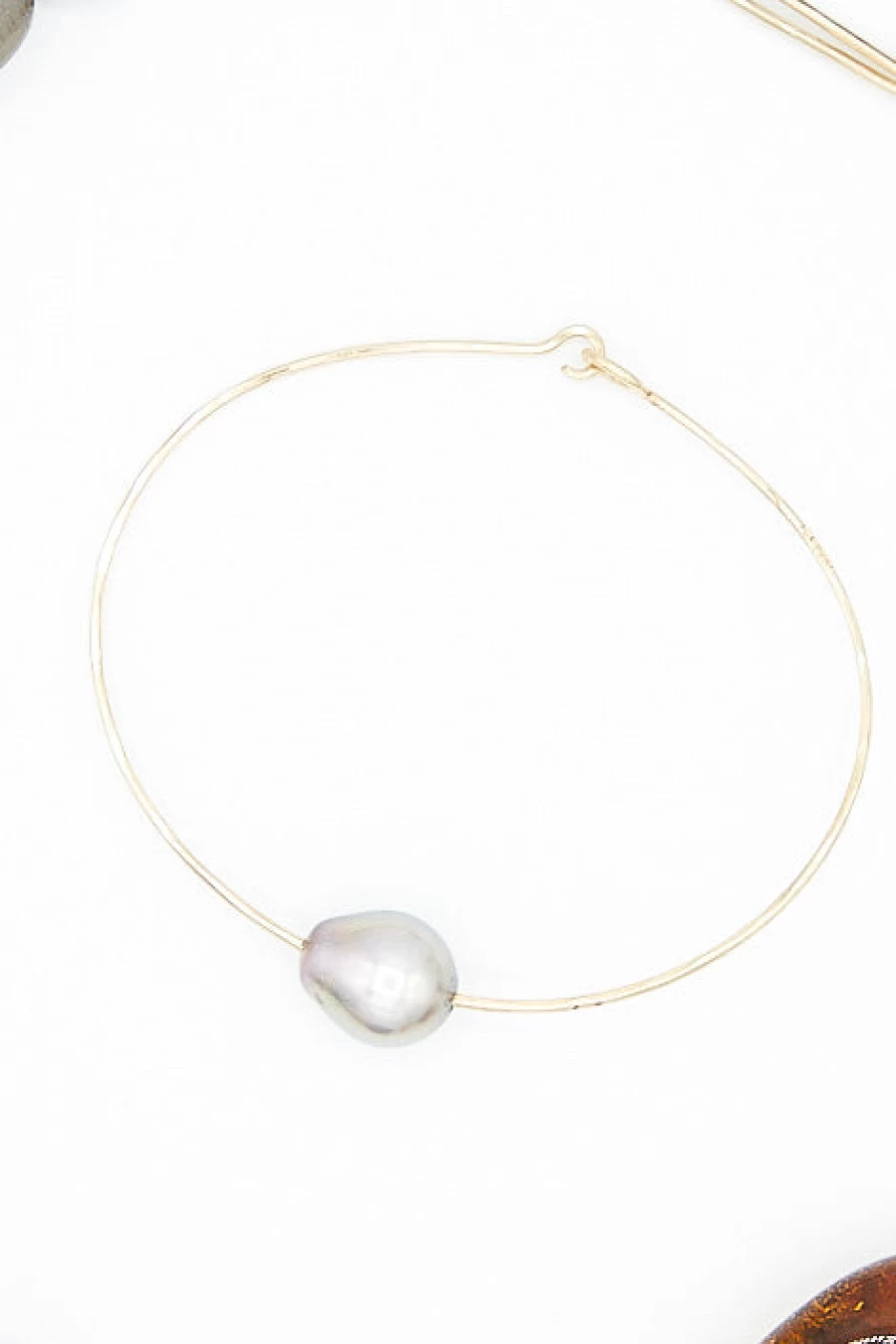14K Gold Cuff Bracelet with Tahitian Pearl by Mary MacGill | Oroboro Store