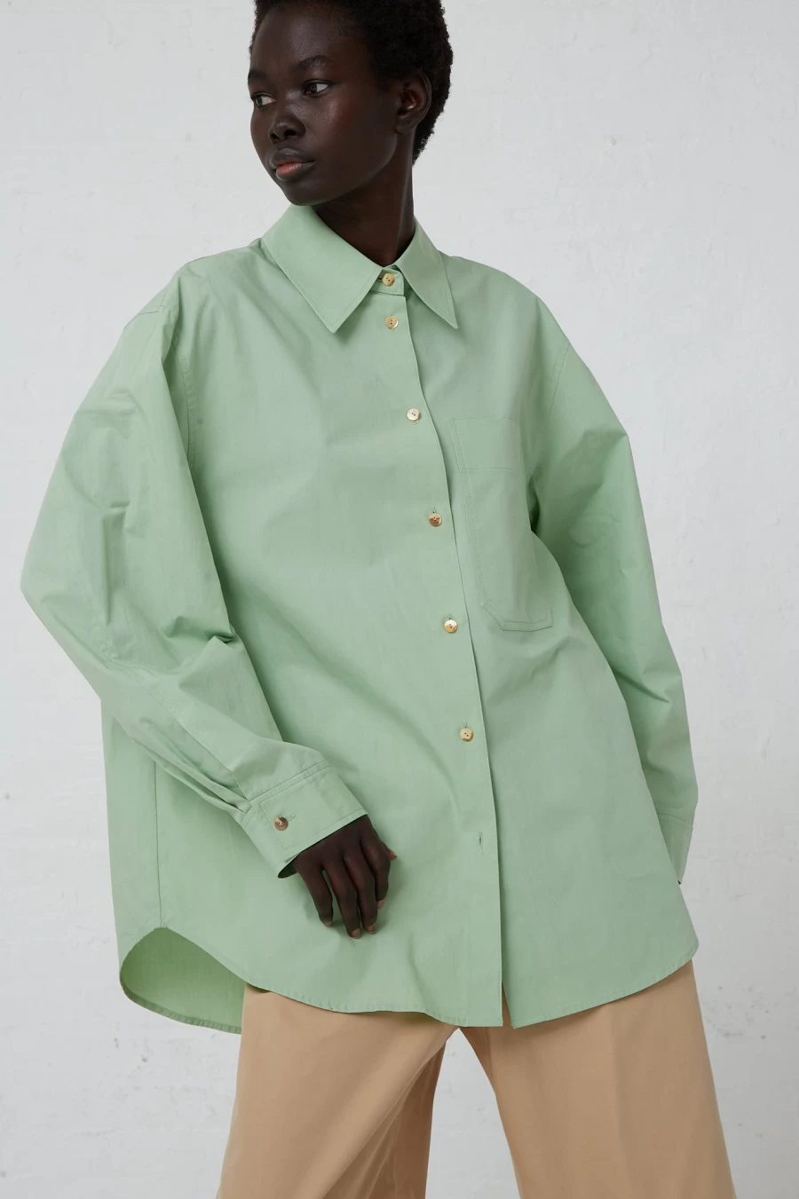 Rejina Pyo Organic Cotton Caprice Shirt in Mint Green | Women's Sustainable Fashion | Oroboro Collection