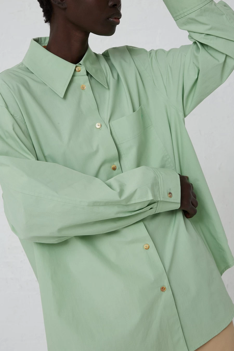 Rejina Pyo Organic Cotton Caprice Shirt in Mint Green | Women's Sustainable Fashion | Oroboro Collection