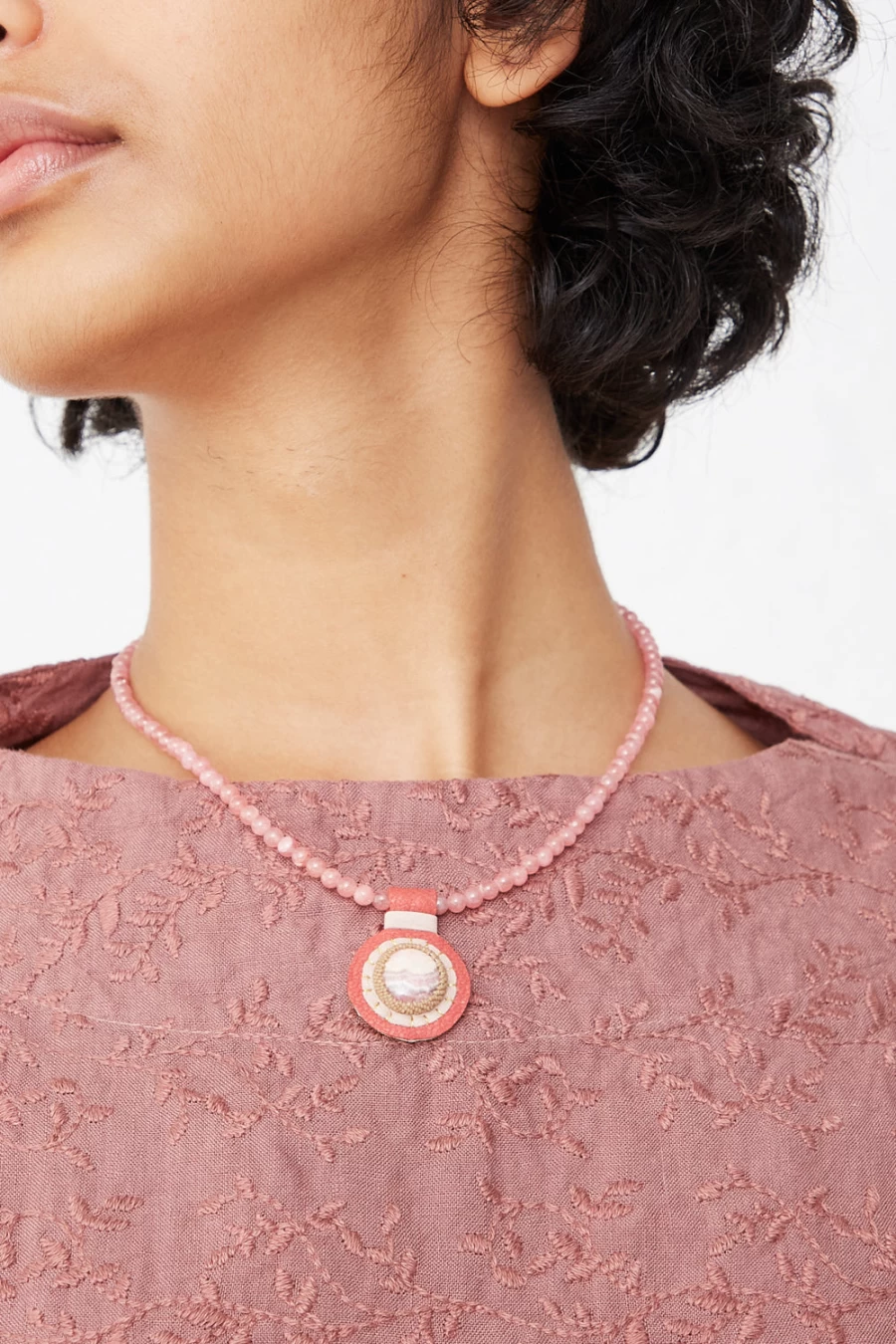 Robin Mollicone Rhodochrosite Charm Necklace | Oroboro Store New York | Handcrafted Jewelry