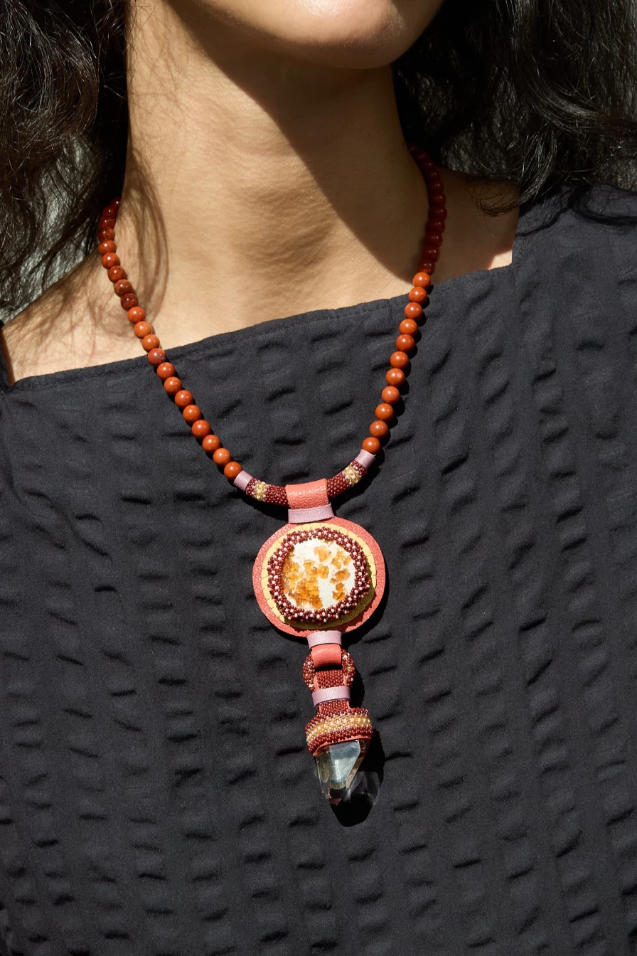 Robin Mollicone Double Stone Red Jasper Beaded Necklace | Oroboro Store