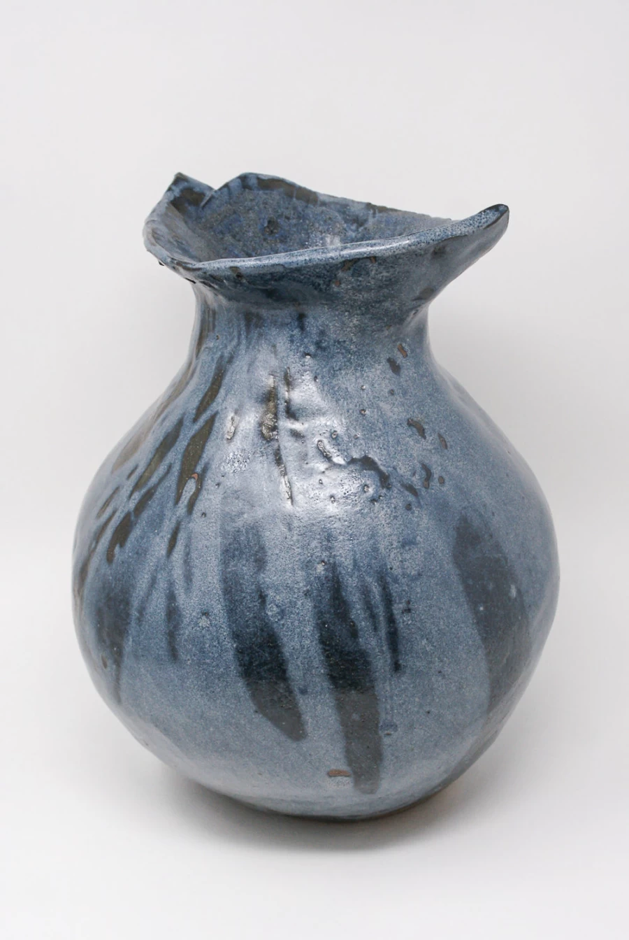 "MONDAYS Cloud-Blue Coiled Ceramic Vessel | Blue Shino Glaze on Red Stoneware | Handcrafted Pottery | Oroboro Store New York"