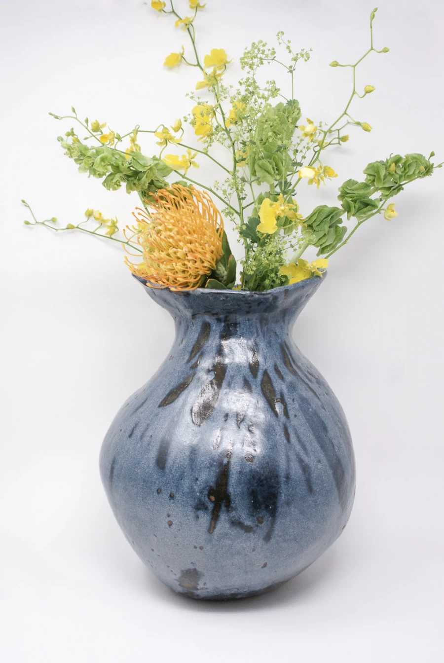 "MONDAYS Cloud-Blue Coiled Ceramic Vessel | Blue Shino Glaze on Red Stoneware | Handcrafted Pottery | Oroboro Store New York"