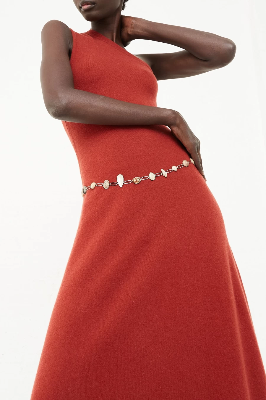 La Ma R Sterling Silver Shell Chain Link Belt - Elegant Adjustable Waist Belt for Women | Oroboro Store