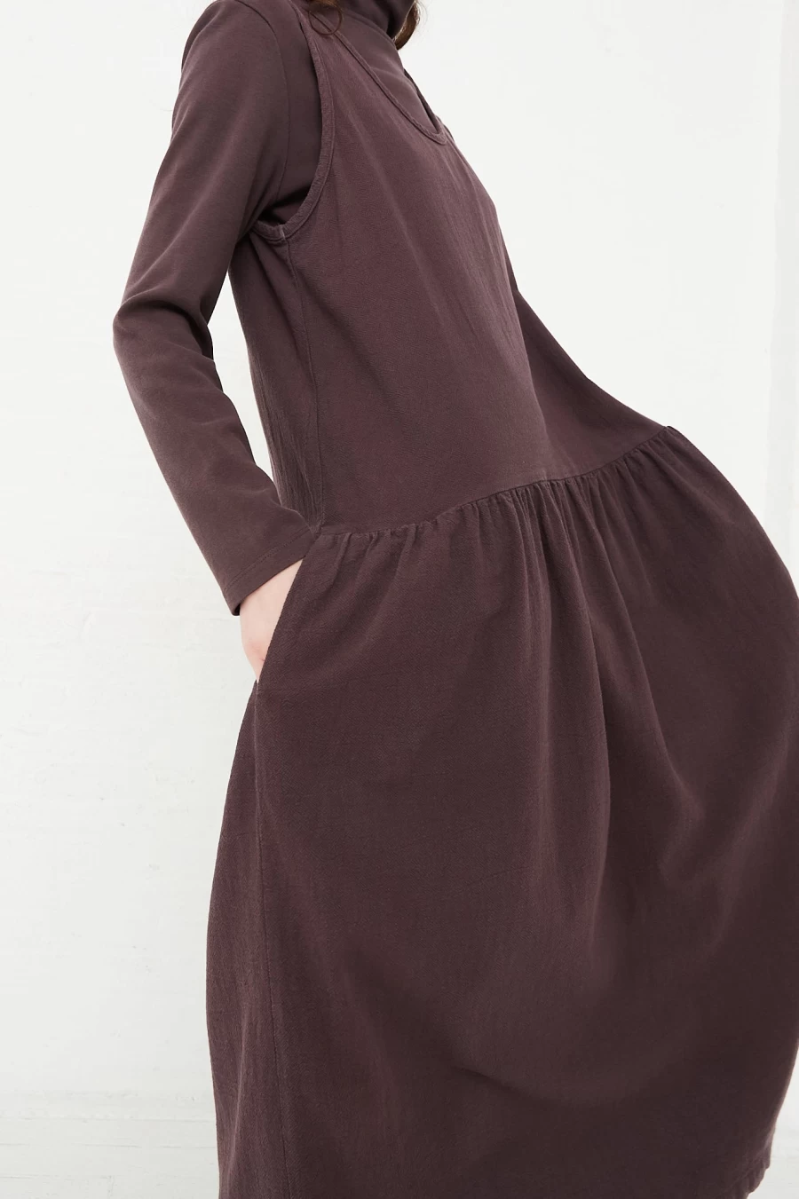 Black Crane Plum Cotton Woven Tank Dress - Soft Women's Summer Casual Dress