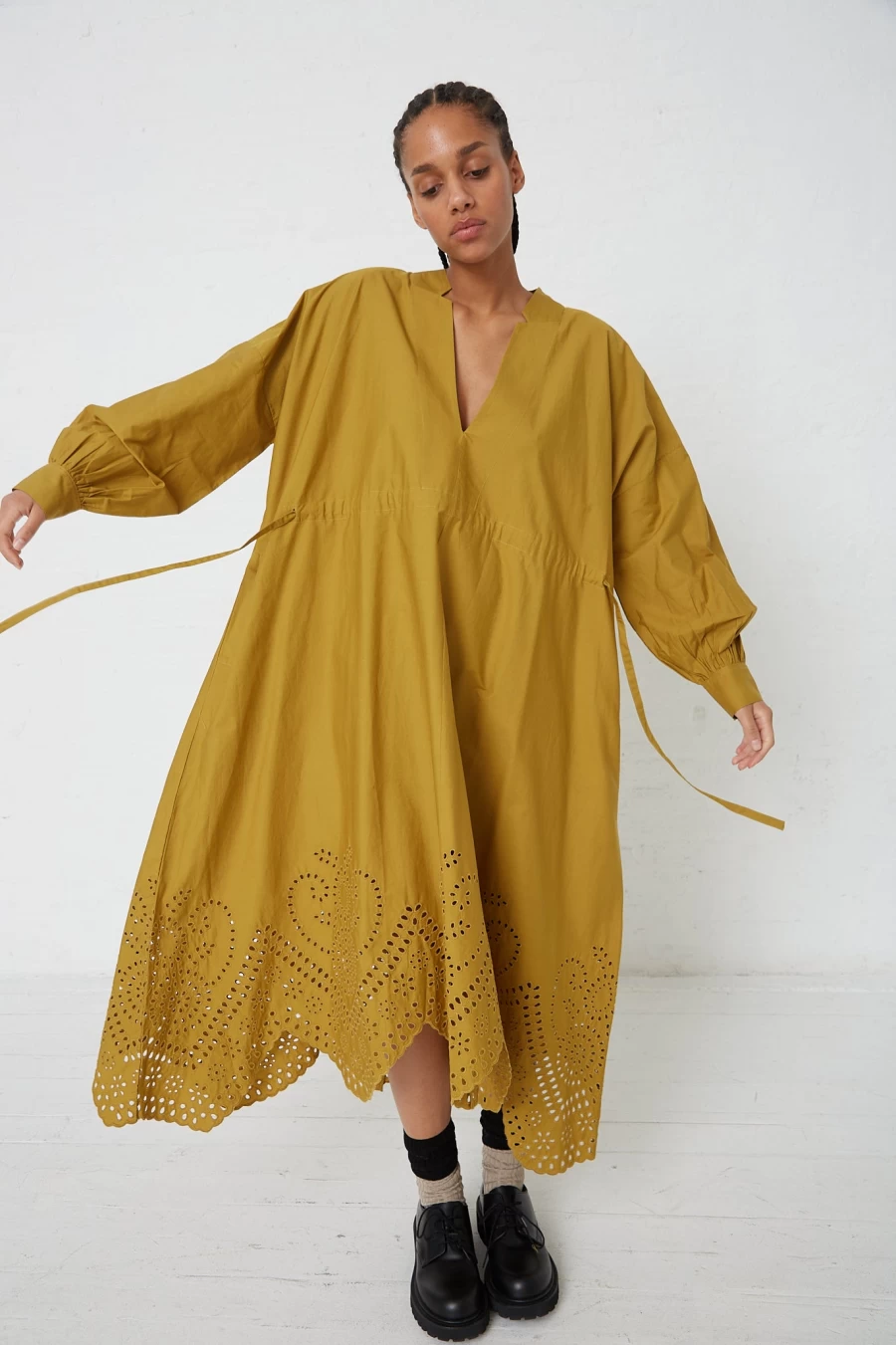 Rachel Comey Chartreuse Heart Eyelet Bridge Dress