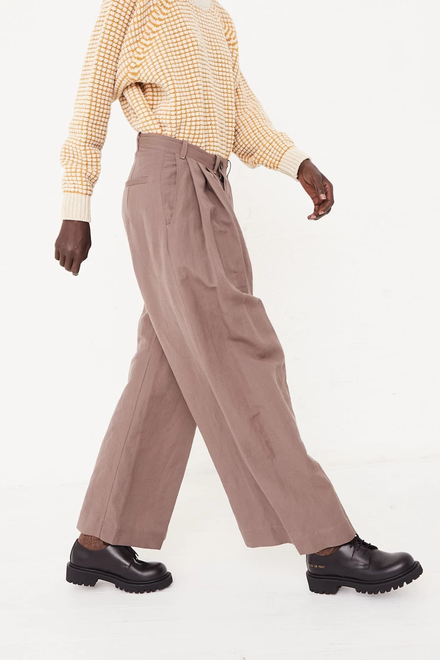 Jan-Jan Van Essche Men's Wool Linen Twill Pants in Dove Gray | Oroboro Store