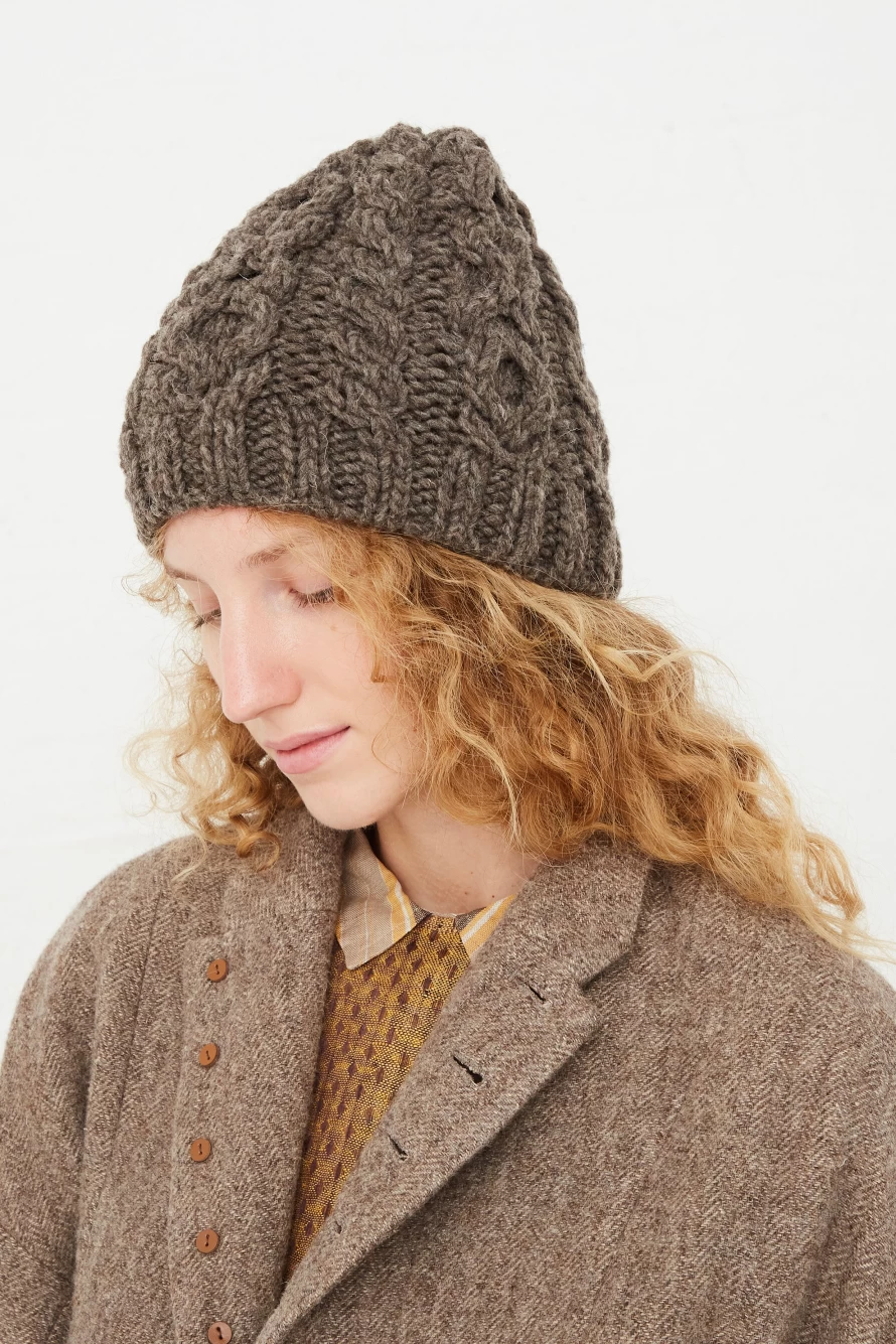 Ichi Antiquit Hand Knit Mocha Beanie - Warm Winter Hat by Oroboro Store