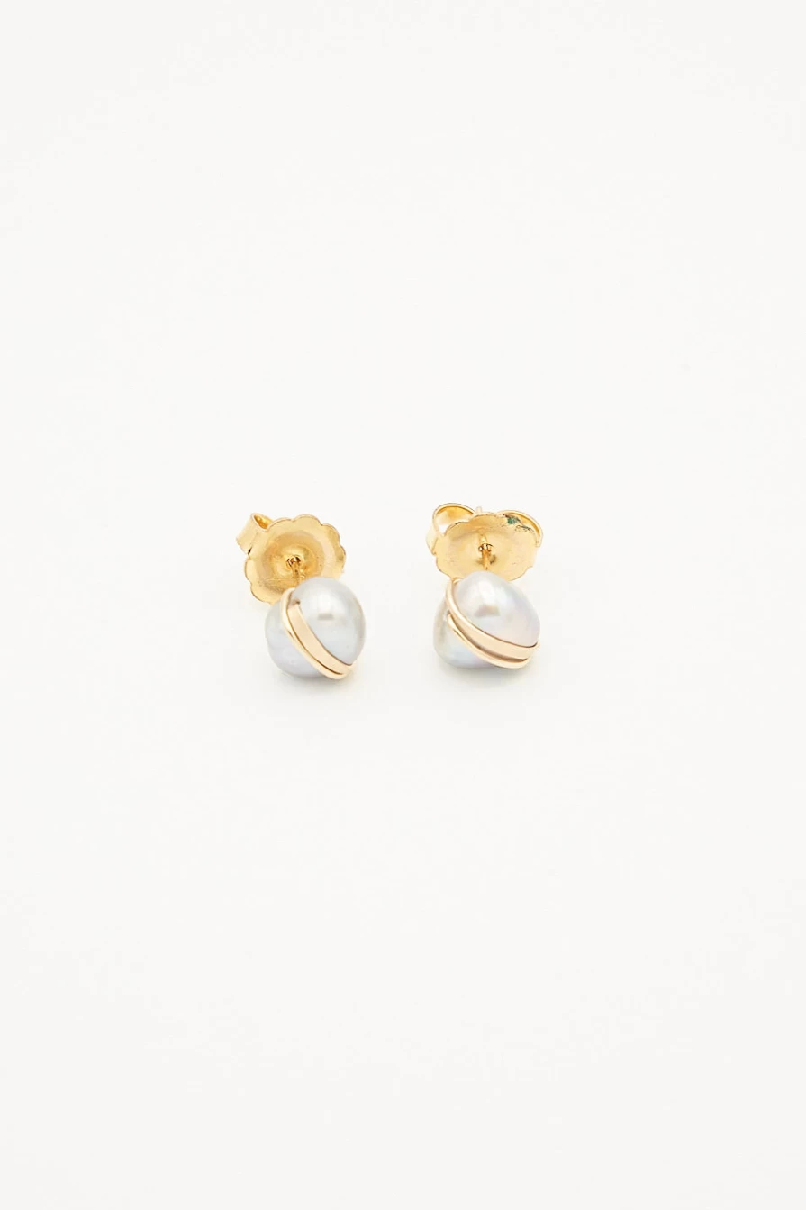 Mary MacGill Grande Baroque Pearl Stud Earrings in Sterling Silver