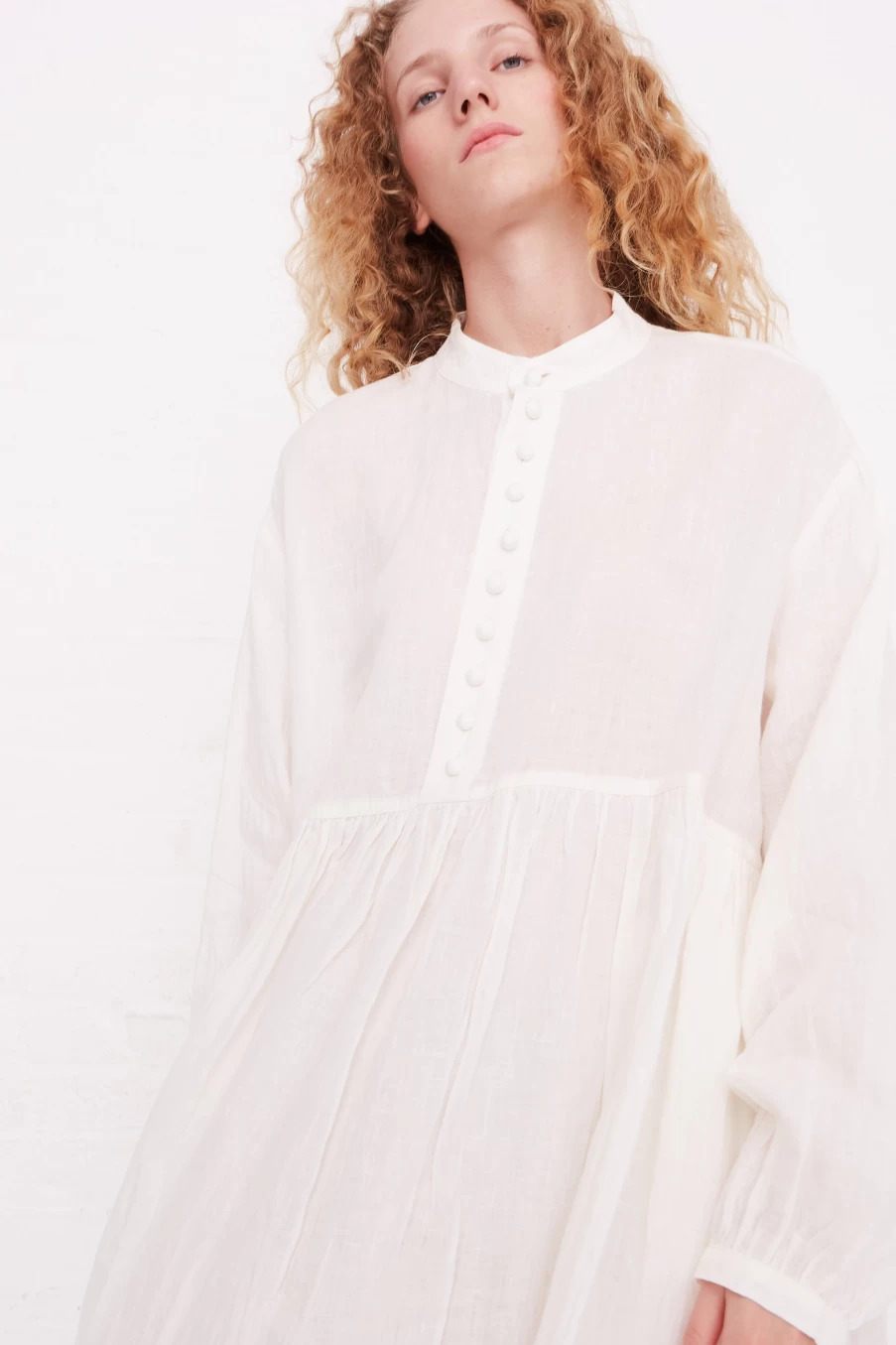 Ichi Antiques French Linen White Dress | Oroboro Store | Vintage Style