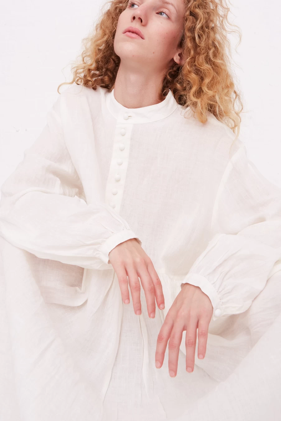 Ichi Antiques French Linen White Dress | Oroboro Store | Vintage Style