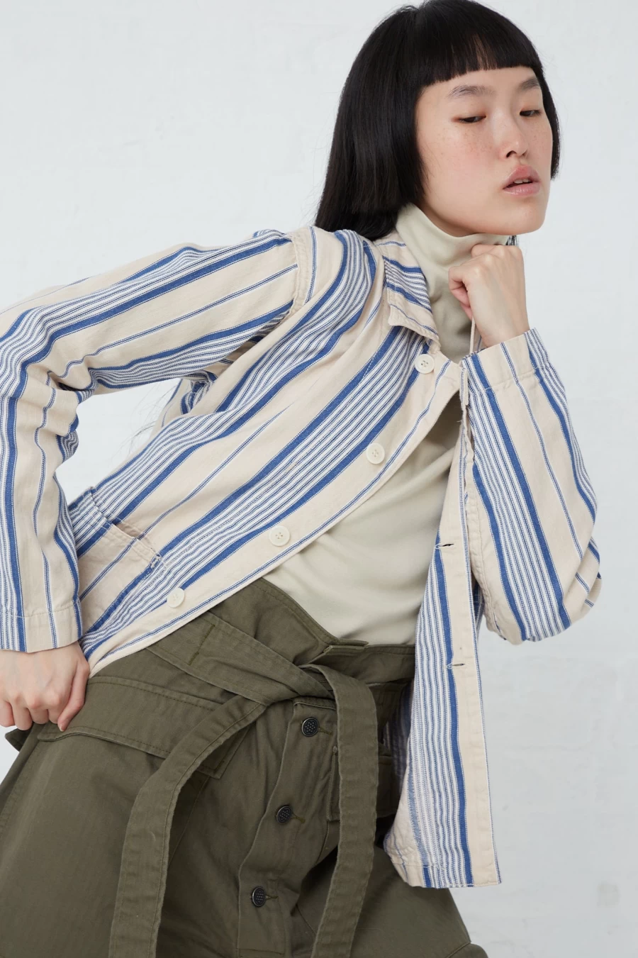As Ever Vintage Blue Stripe Henri Jacket - Oroboro Store Men's Casual Outerwear