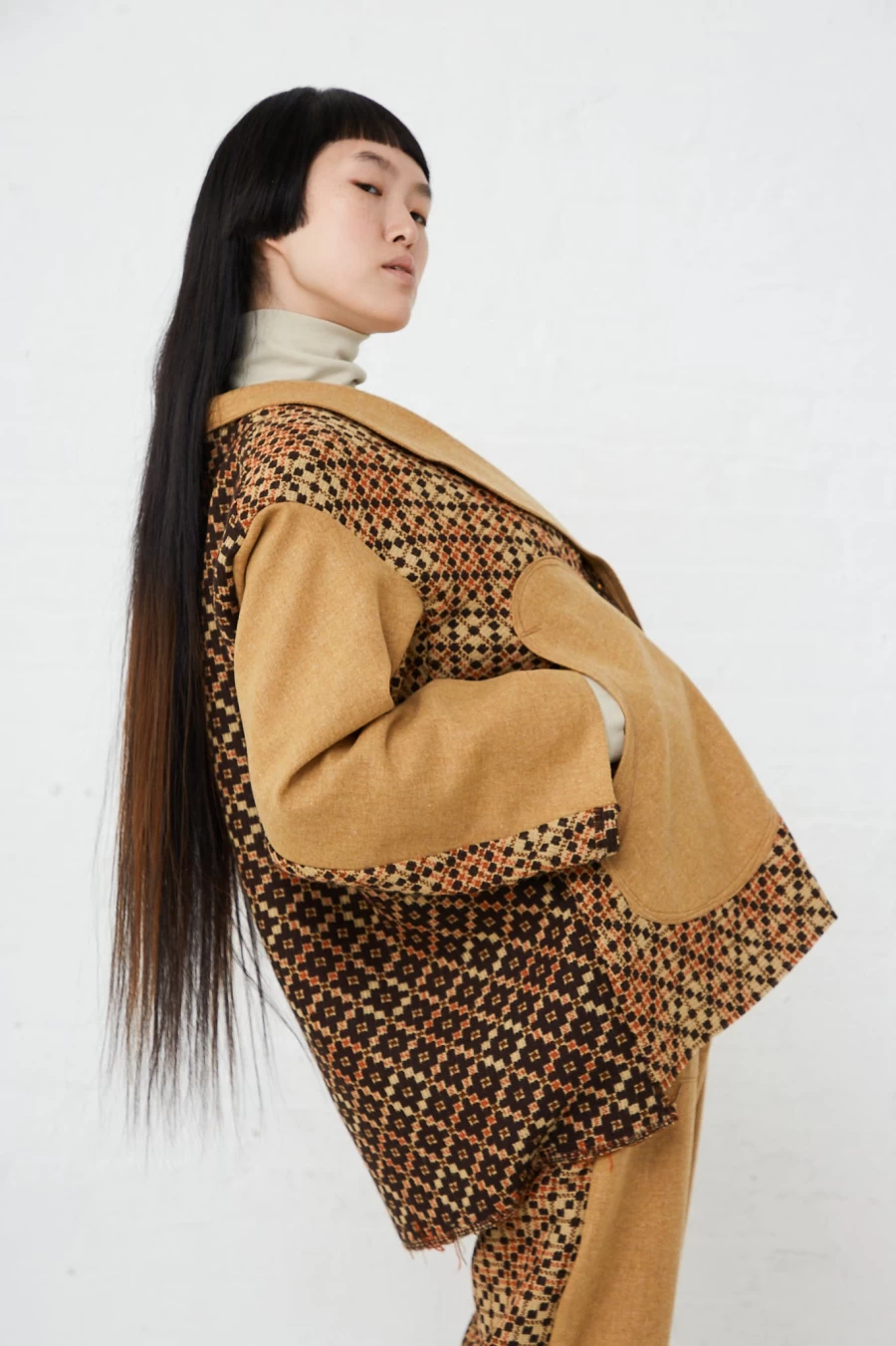 Thank You Have A Good Day Mustard Wool Contrast Project Suit - Oroboro Store
