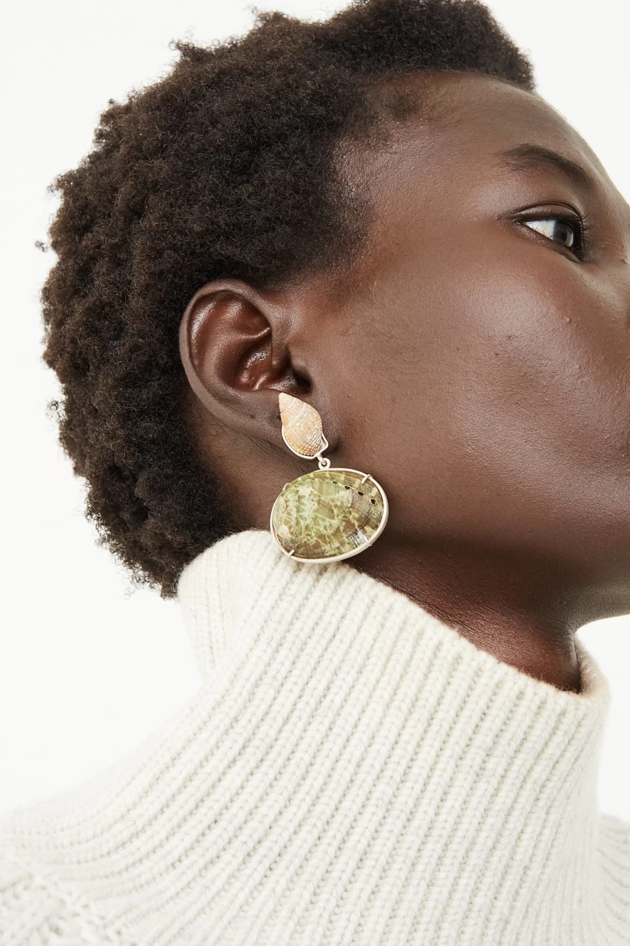 La Ma R Sterling Silver Shell Earrings | Elegant Handmade Jewelry | Oroboro Store