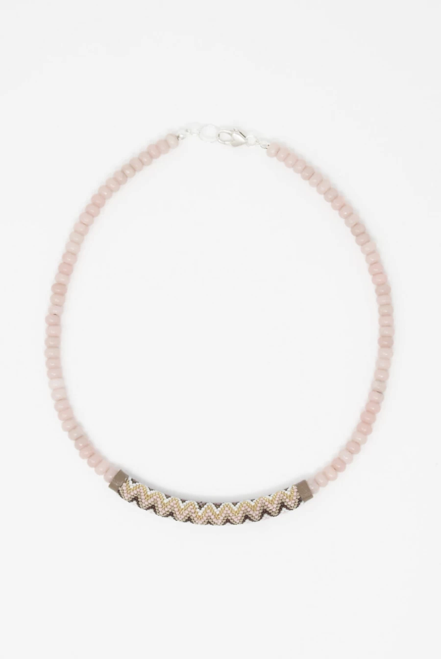 Robin Mollicone Pink Opal Beaded Bar Necklace | Oroboro Collection | Handmade Jewelry New York