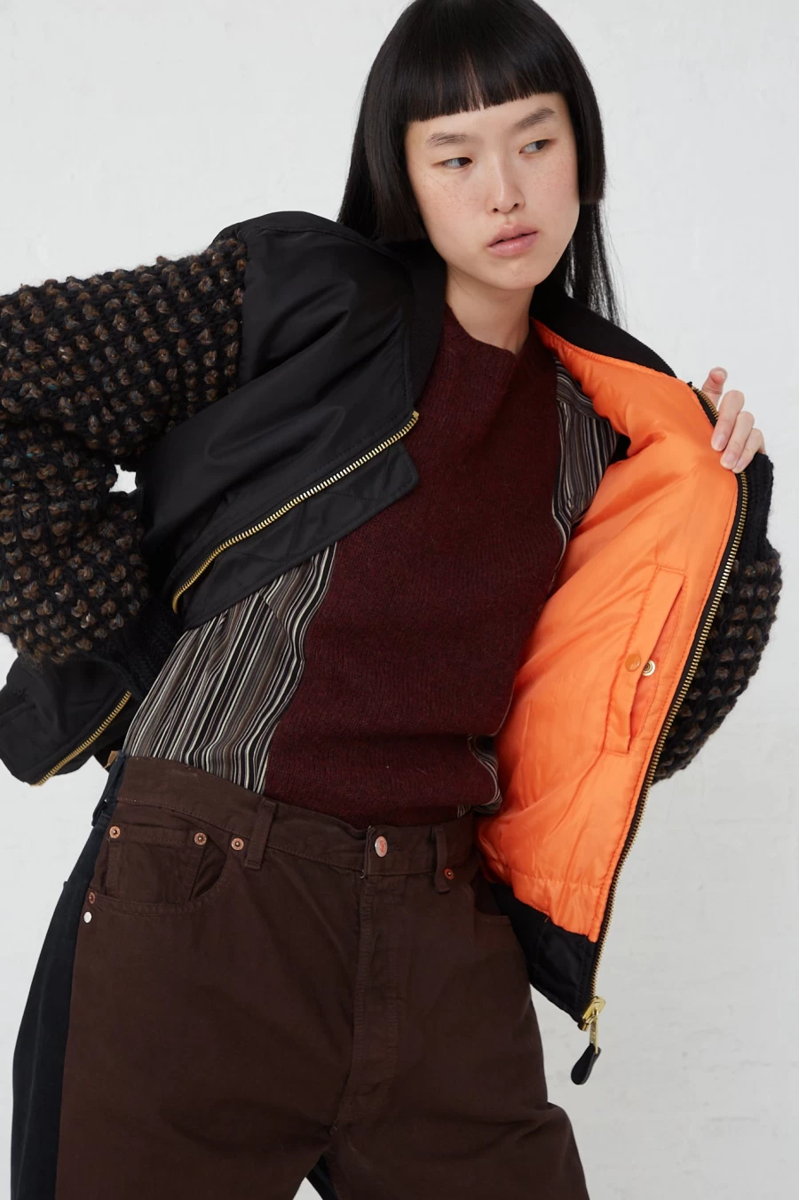 "BLESS Black Sleeve Bomber Jacket No. 70 | Men's Stylish Lightweight Outerwear | Oroboro Store"