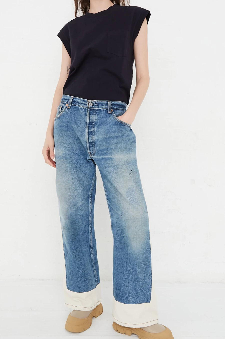B Sides Vintage Indigo Slouch Jeans - Reworked Denim Pants by Oroboro Store