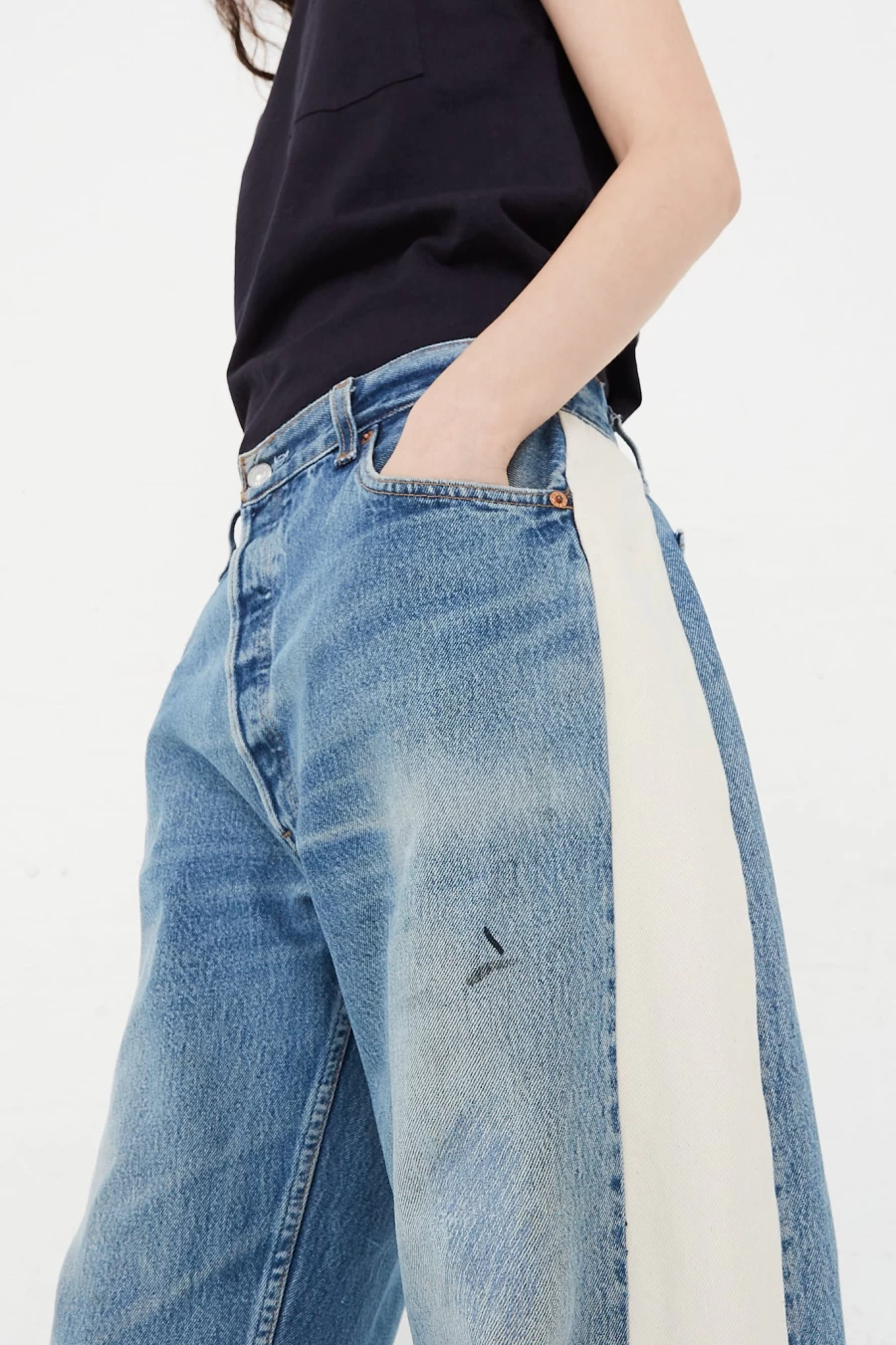B Sides Vintage Indigo Slouch Jeans - Reworked Denim Pants by Oroboro Store