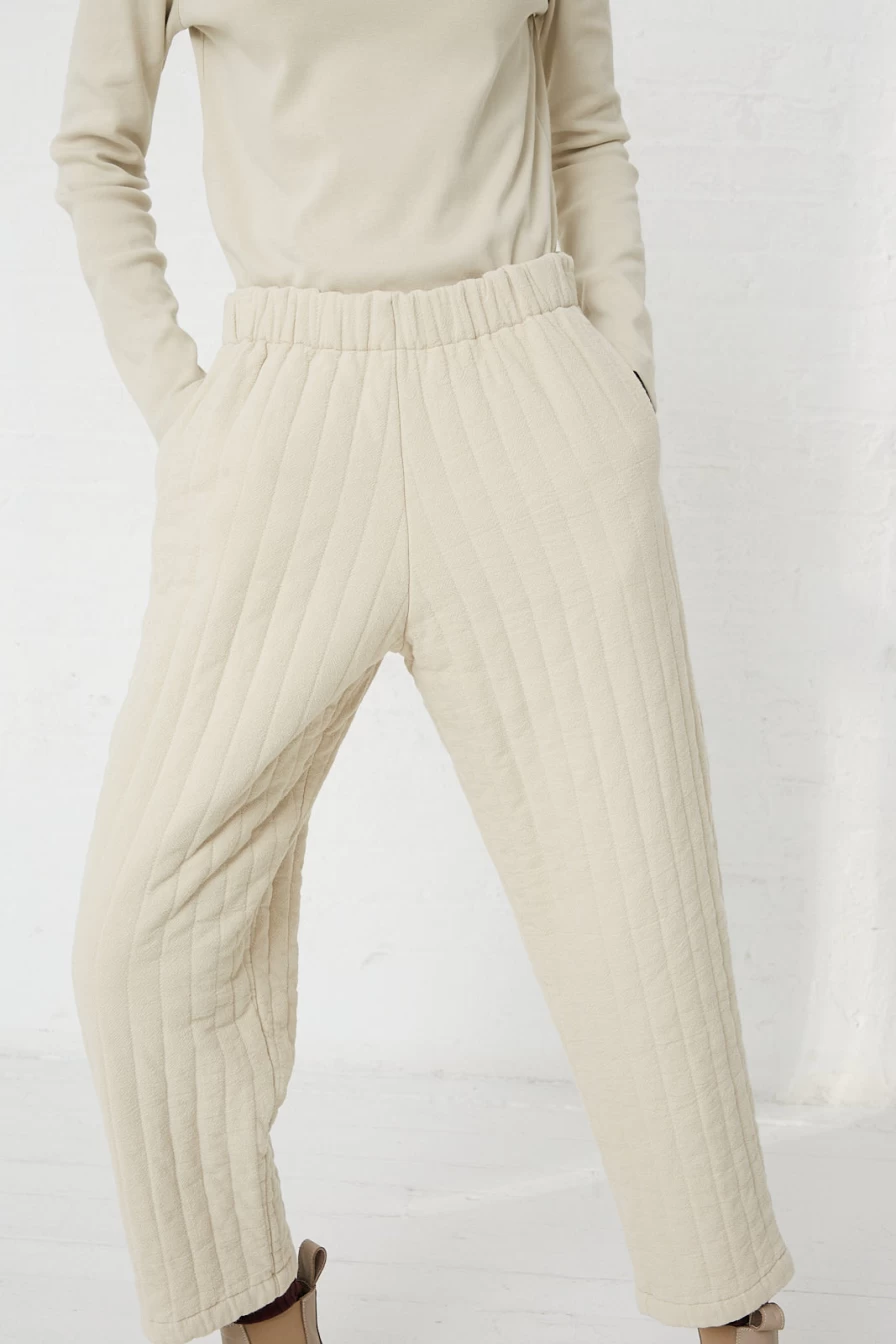 Black Crane Ivory Quilted Easy Pants - Comfortable Lounge Pants by Oroboro