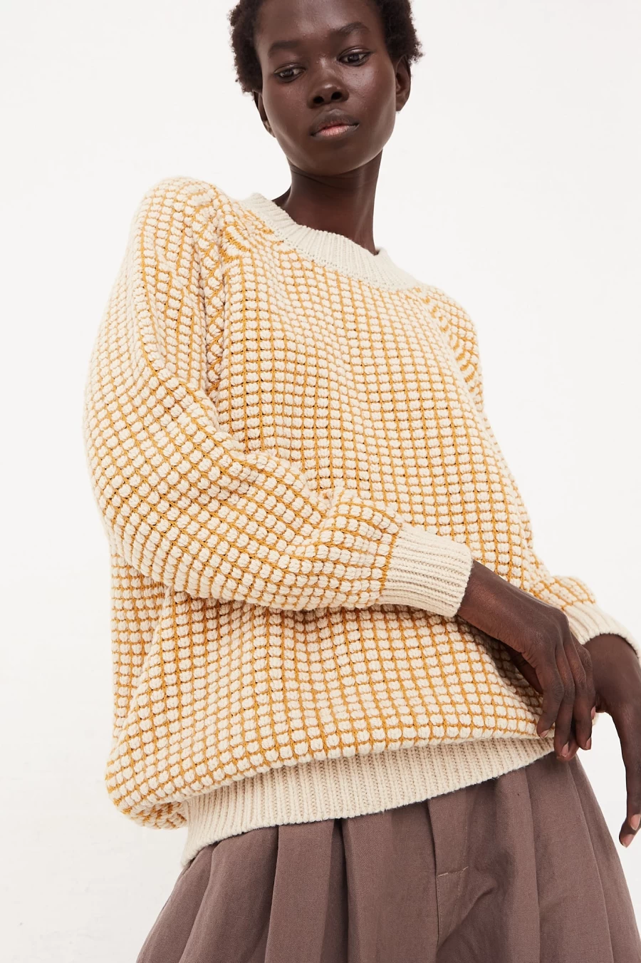 Jan-Jan Van Essche Natural Gold Crewneck Sweater | Oroboro Collection