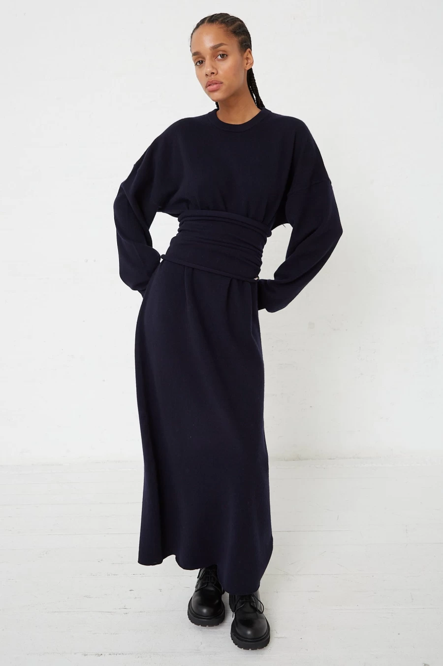 Extreme Cashmere Navy Blue Unique Knit Dress - No. 106 Weird Style