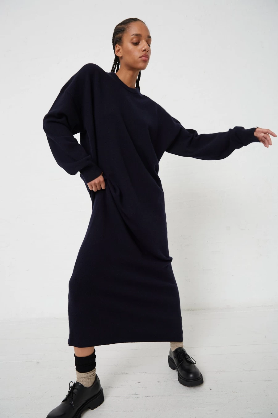 Extreme Cashmere Navy Blue Unique Knit Dress - No. 106 Weird Style