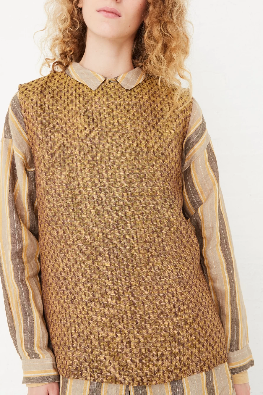 Ichi Antiques Camel Linen Dobby Pullover Sweater - Oroboro Store