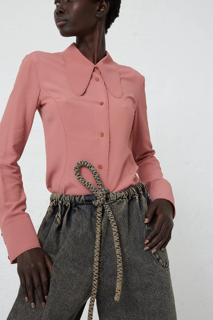 Veronique Leroy Women's Canyon Collared Blouse - Elegant Oroboro Design