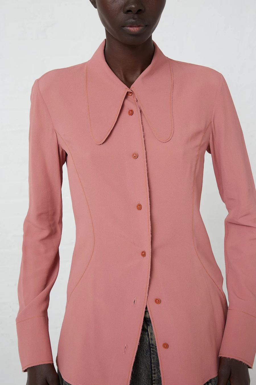 Veronique Leroy Women's Canyon Collared Blouse - Elegant Oroboro Design