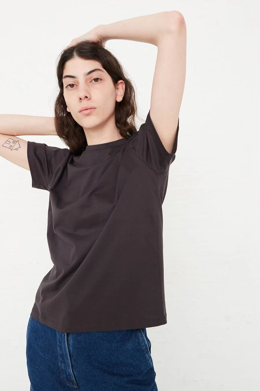 Studio Nicholson Rye Marine Tee - Oroboro Organic Cotton Minimalist T-Shirt