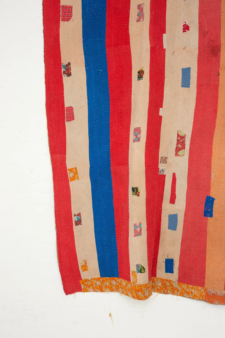 "Travel Find Handmade Kantha Quilt - Red, Pink, Blue Boho Chic Bedspread | Oroboro Collection"