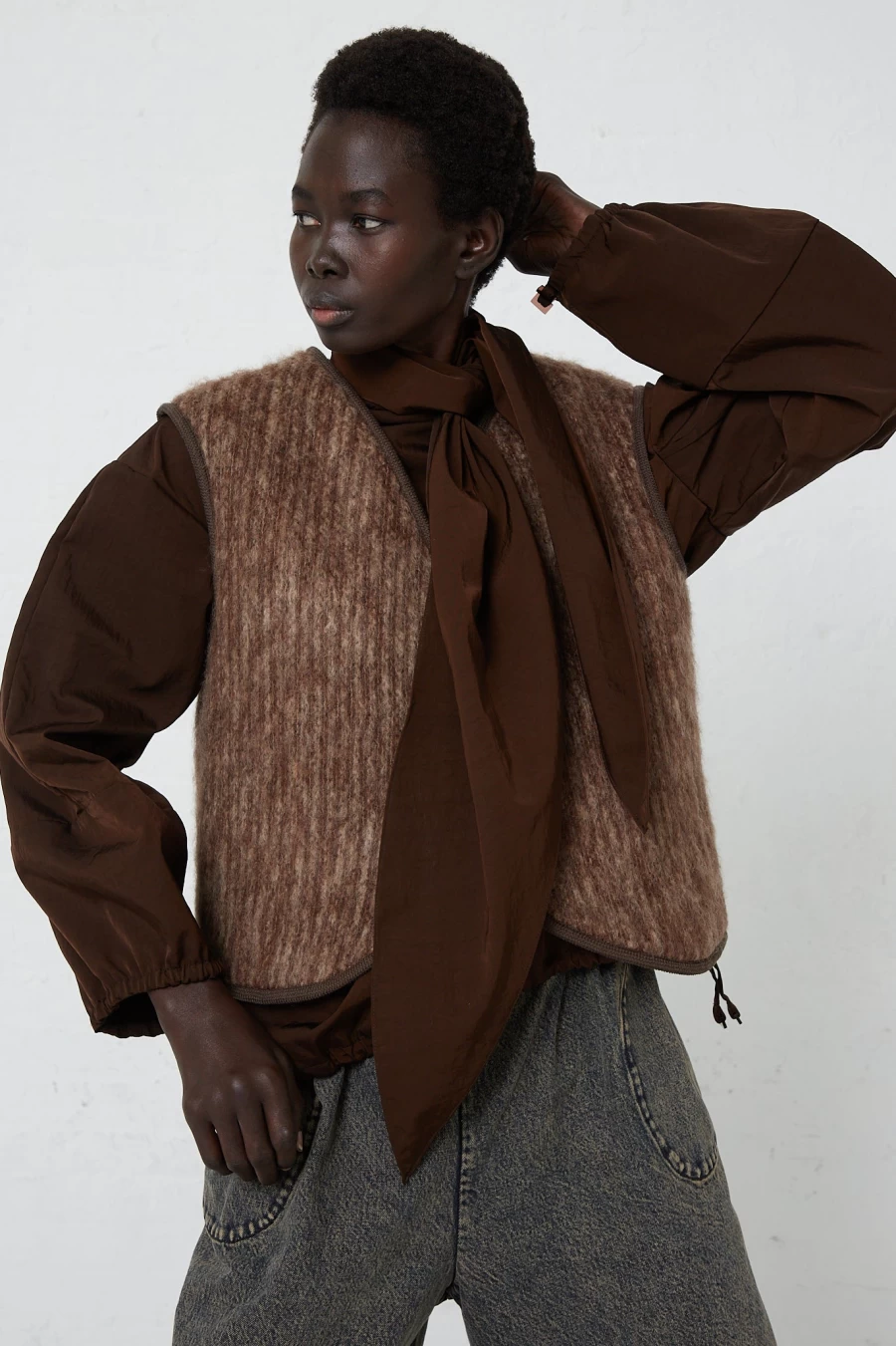 Veronique Leroy Oak Mohair Vest | Oroboro Collection | Luxury Knitwear