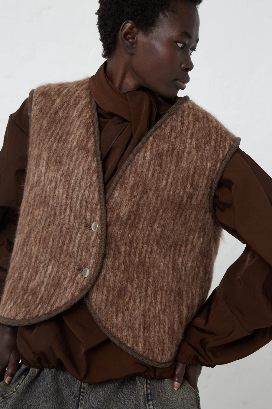 Veronique Leroy Oak Mohair Vest | Oroboro Collection | Luxury Knitwear