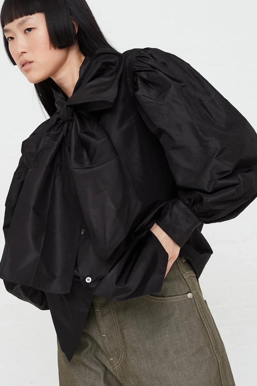 Sofie D'Hoore Black Silk Taffeta Burnette Shirt - Luxury Woven Blouse | Oroboro Store