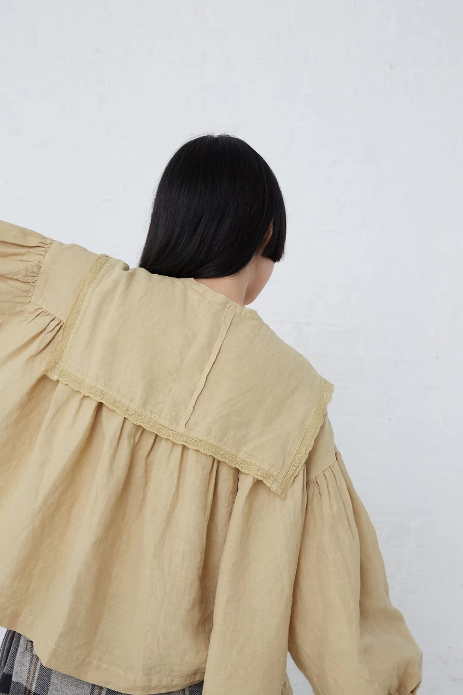 "Nest Robe Yellow Natural Dyed Linen Lace Blouse | Oroboro Collection"