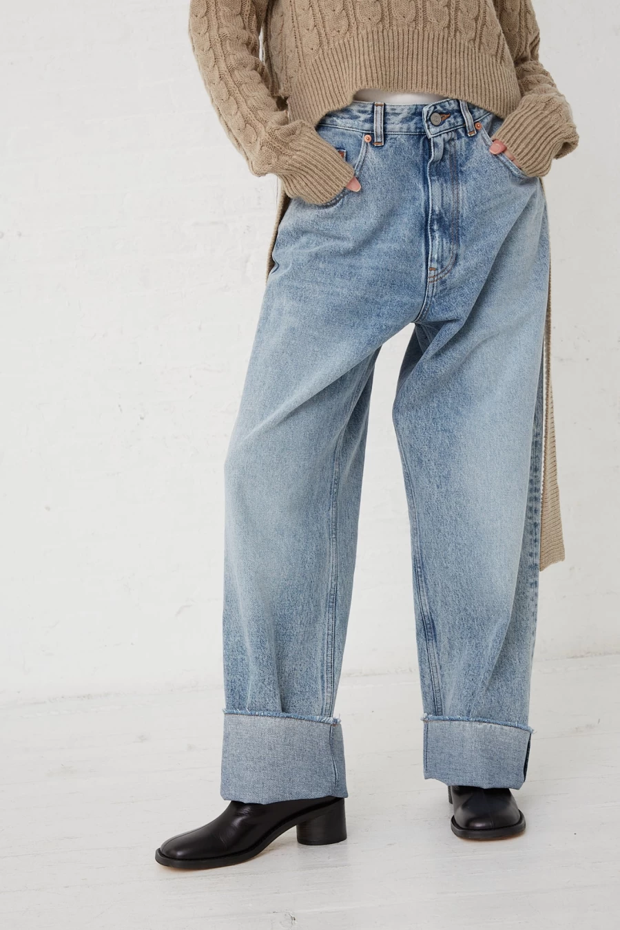 MM6 Maison Margiela Light Indigo 5-Pocket Pants | Oroboro Washed Denim Slim Fit