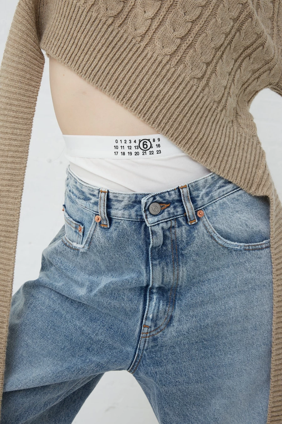 MM6 Maison Margiela Light Indigo 5-Pocket Pants | Oroboro Washed Denim Slim Fit
