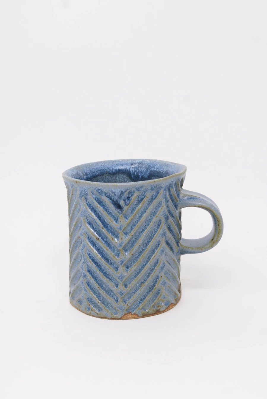 Handcrafted Blue Chevron Carved Mug by Mt. Washington Pottery | Oroboro Store New York