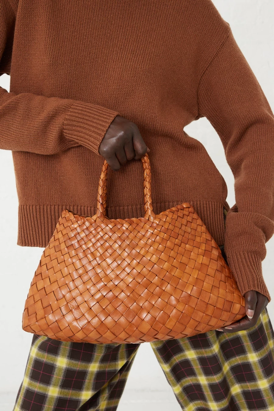 Dragon Diffusion Santa Croce Small Leather Crossbody Bag in Tan | Oroboro Handwoven Vegan Bag